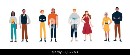 People stand in pairs. Friends, partners colleagues Stock Vector