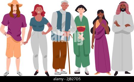 Group of diverse multi-ethnic people standing together Stock Vector