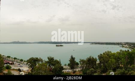 Seyhan River and Sevgi Adasi Love Island at Adana Turkey Stock Photo