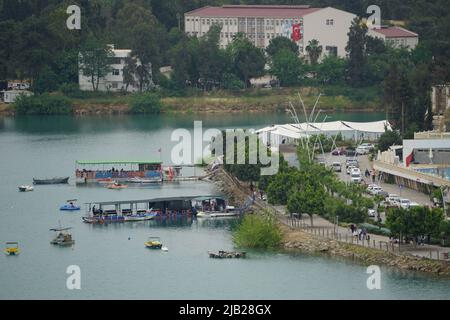 Seyhan River and Sevgi Adasi Love Island at Adana Turkey Stock Photo