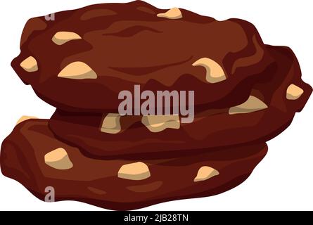 Homemade chocolate cookie cartoon icon. Nut chip snack Stock Vector