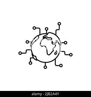 Global cyber technology icon, Communication and connection element. Futuristic technology sign. Stock Vector