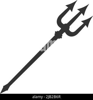 black trident symbol isolated on white, vector illustration Stock Vector