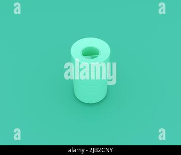 Trash container isolated on turquoise background, 3D rendering. Stock Photo