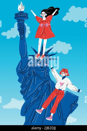 Close up of the statue of liberty, New York City Stock Vector