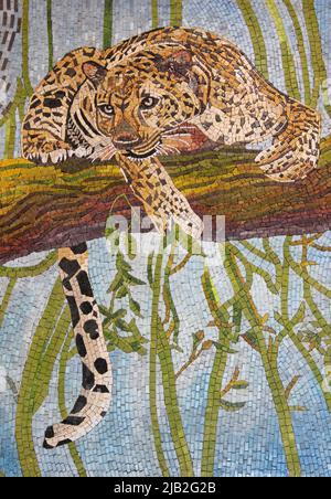 Leopard in tree - mosaic art Stock Photo