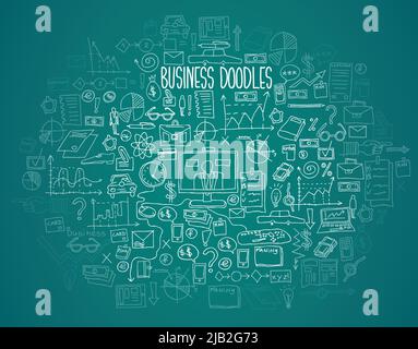 Hand draw doodle elements bank business finance analytics earnings. Stock Vector