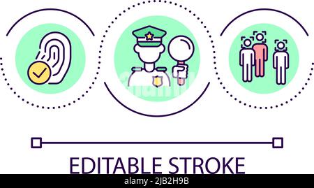 Biometric analysis in criminal investigations loop concept icon Stock Vector