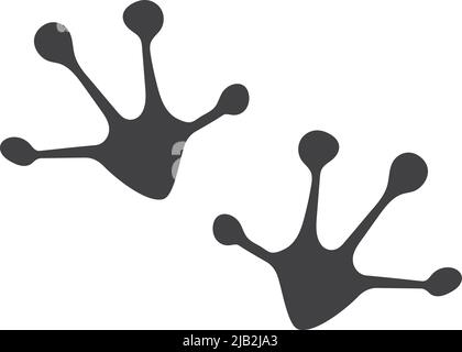 Frog footprint. Toad feet black silhouette logo Stock Vector