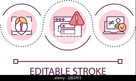 Biometric authentication failures loop concept icon Stock Vector