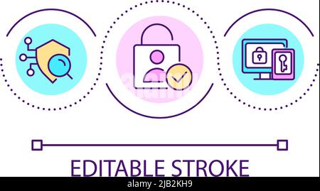 Protecting customer biometric data loop concept icon Stock Vector