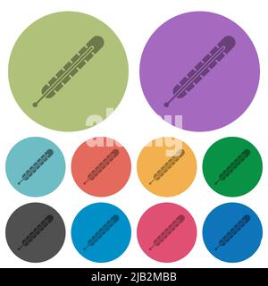 Fever thermometer solid darker flat icons on color round background Stock Vector