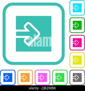 Import object solid vivid colored flat icons in curved borders on white background Stock Vector