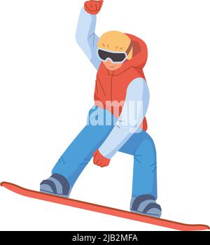 Man jumping on snowboard. Snow extreme sportsman isolated on white background Stock Vector