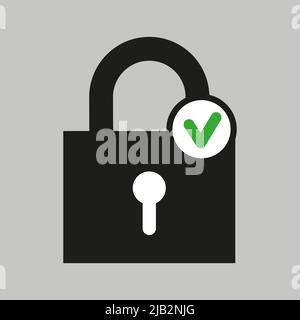 Logo black locked icon, isolated flat vector illustration Stock Vector