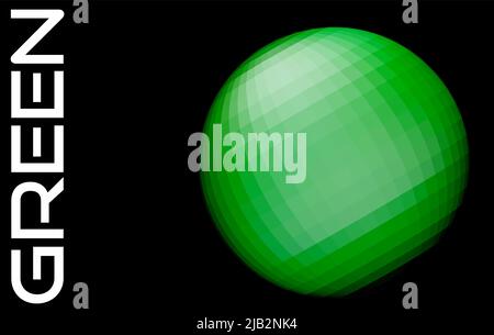 Template with abstract green sphere on a black background. Techno style. Vector graphics Stock Vector