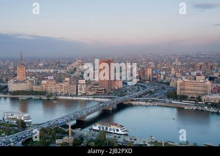 Overview of Cairo and the Nile River from Cairo Tower at Night Egypt ...
