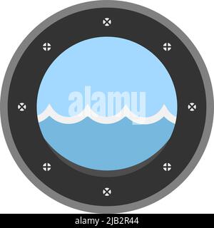 porthole symbol with waves isolated on white, vector illustration Stock Vector