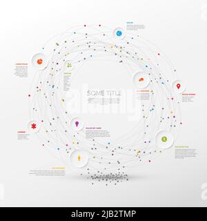 Vector multipurpose Infographic template with title and elements options lying on a cycle loop. Multipurpose Infochart with modern colors. Infographic Stock Vector