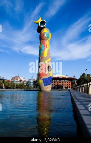 'Dona i ocell' sculpture by artist Joan Miro. Joan Miro park, Barcelona, Catalonia, Spain. Stock Photo