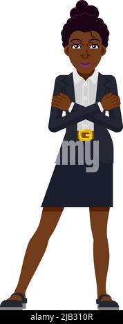 Black Business Woman Cartoon Illustration Stock Vector
