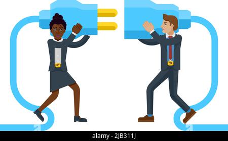 Connecting Electrical Plug Together People Concept Stock Vector