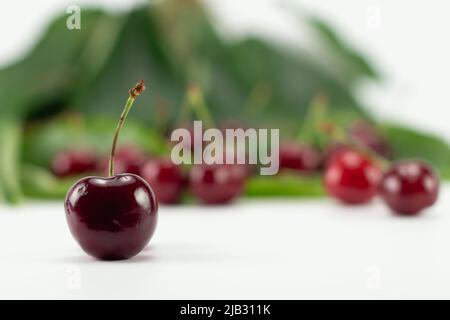 Berries ripe cherries isolated on white background. Selective focus. Stock Photo