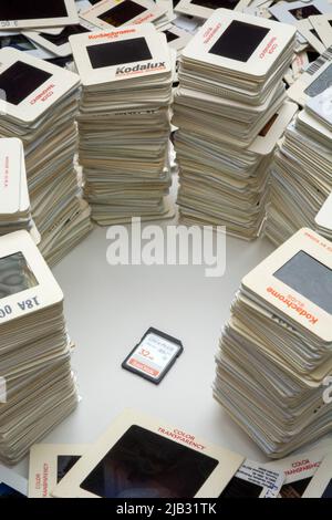 Data storage vs analog technology. Stock Photo