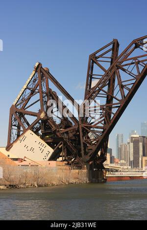 industrial bridge with bridge made of structural steel. Fixed bridge ...