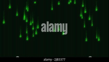 Image of green binary coding data processing over black background Stock Photo