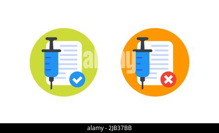 vaccination check, medical vector icons Stock Vector