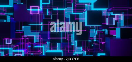 Big bang future technologies Purple Abstract Background 3D Illustration Stock Photo