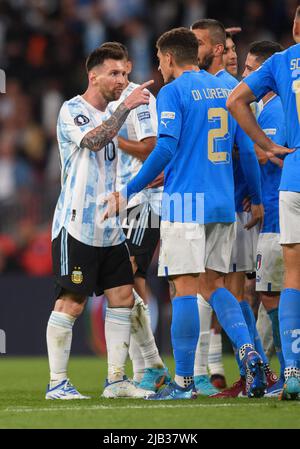 London, UK. 01st June, 2022. 01 Jun 2022 - Italy v Argentina - Finalissima  2022 - Wembley Stadium Lionel Messi during the match against Italy at  Wembley Stadium. Picture Credit : © Mark Pain / Alamy Live News Stock Photo  - Alamy