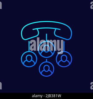 Voip telephony, calls line vector icon Stock Vector