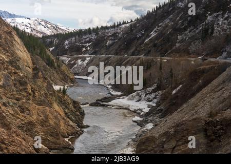 Alaskan Railroad train from Denali to Fairbanks, Alaska Stock Photo