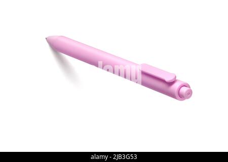 Pink ballpoint capillary pen isolated on white background, photo stacking Stock Photo