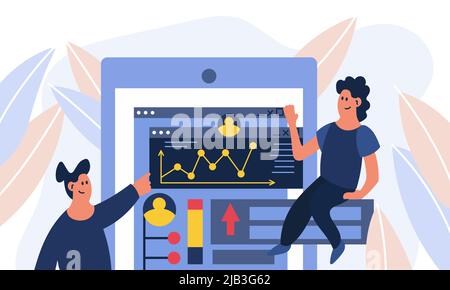 Online dossier and performance employee test. Business archive folder and search web database vector illustration. Paperwork security finance and form Stock Vector