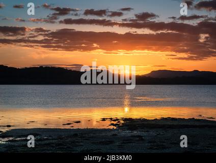 Sunset over Airds Bay, Loch Etive, Scotland Stock Photo