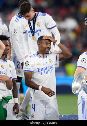 Award ceremony, David ALABA (Real) with cup, football Champions League ...