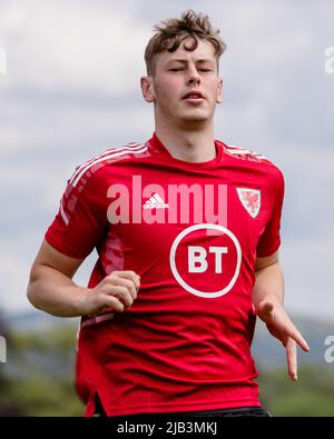 PONTYCLUN, WALES - 02 JUNE 2022: Wales' Joe Rodon during a training session  at the vale resort ahead of the 2022 FIFA World Cup play-off final v  Ukraine at the Cardiff City