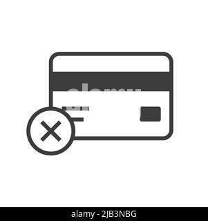 Credit card icon with a cross. Blocked account. Stock Vector