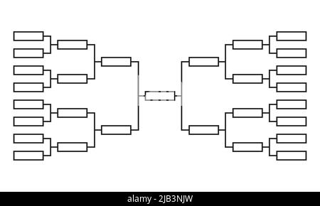 Templates of vector tournament brackets for 32 teams. Blank bracket template Stock Vector