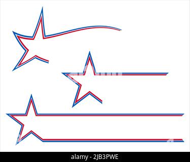 Red, white, and blue star with stripes collection - Vector Illustration Stock Vector