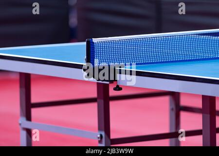Professional  blue table tennis table. Horizontal sport theme poster, greeting cards, headers, website and app Stock Photo