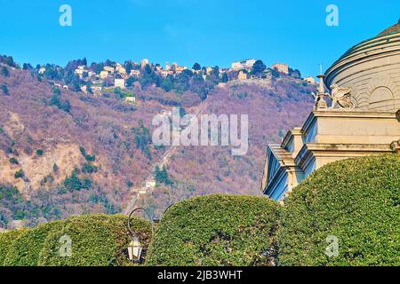 The slope of Monte Boletto with Como Brunate funicular railway