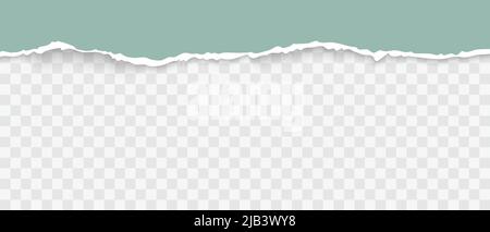 Scrap of torn green paper with ripped edges. Damaged cardboard border realistic vector illustration Stock Vector