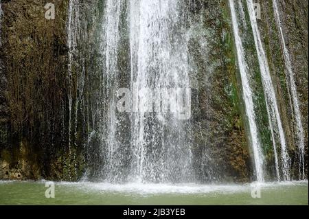 Waterfall landscape. Ayun's fall water stream. River Nahal Ayun. Nature Reserve and National park. Upper Galilee, Israel Stock Photo