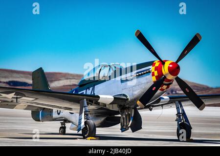 P-51 Mustang on the flight line Stock Photo