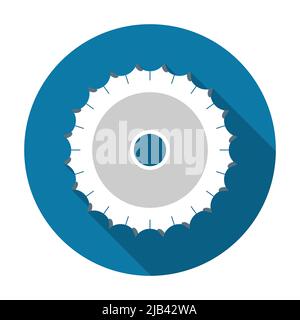 Circular saw icon with long shadow black,Simple design style.vector illustration Stock Vector