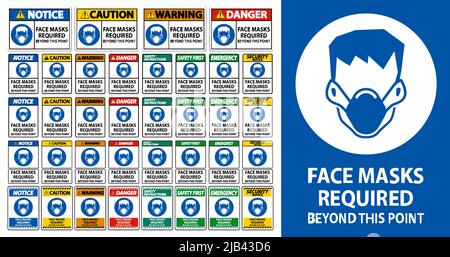 Face Masks Required Beyond This Point Sign Isolate On White Background,Vector Illustration EPS.10 Stock Vector